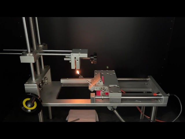 कंपनी के वीडियो के बारे में Needle Flame Tester 50 W - 500w Flames Tester Flammability Testing
