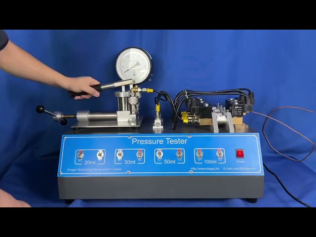 कंपनी के वीडियो के बारे में IEC 60335-1-Annex B-B.20.1 2070kPa Manual Pressure Tester 20 30 50 100ml